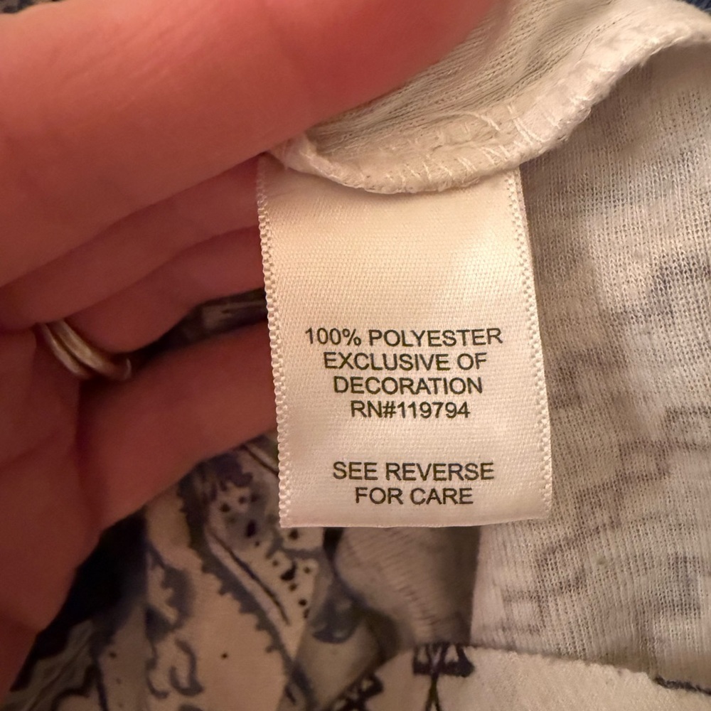 ONE WORLD Blue and White Patterned Shirt SzL - Picture 4 of 5